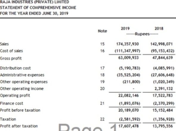 Profit and loss Statement