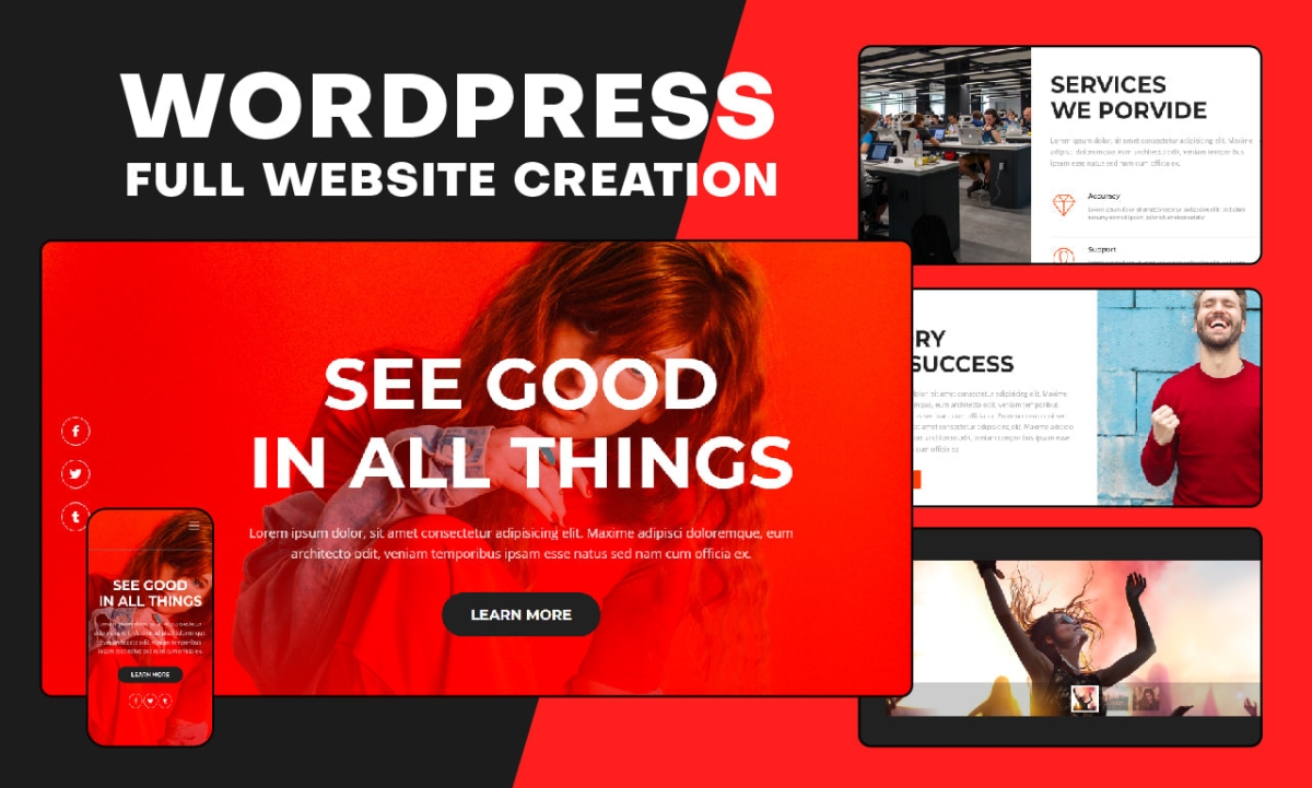 We will build, design, redesign responsive wordpress website for your business